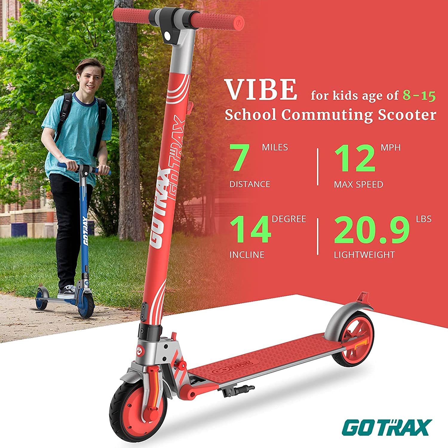 Gotrax Vibe Electric Scooter, 36V Cruise Control and Foldable Electric